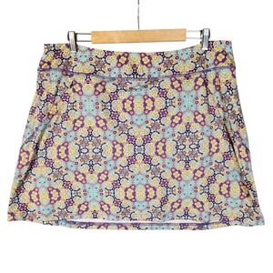 Title Nine Skort XL Purple Mandala Print Athletic Skirt Built-in Shorts Pockets